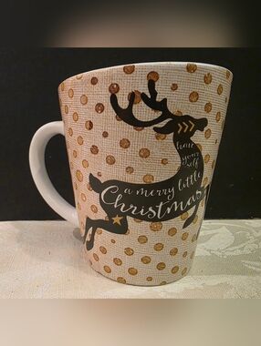 Jennifer Pugh  Ceramic Polka Dotted Reindeer Christmas 12 Oz Mug 2016 Sagebrush